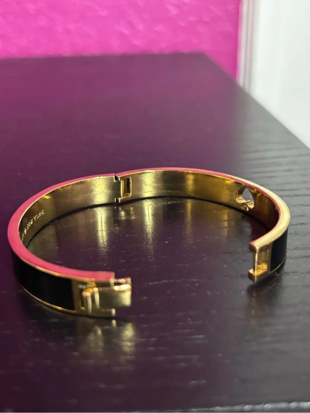 Kate Spade Black Enamel & Gold Spade Cutout Bangle